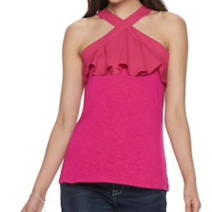 NWT Size 2X Apt 9 Fuchsia Ruffle Front Cami Tank